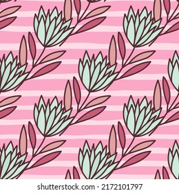 Hermoso patrón de flores sin costura. Fondo de pantalla floral simple. Plantas sin fin papel pintado. Diseño para tela, impresión textil, envoltura, cubierta. Ilustración del vector
