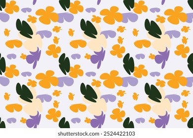 Schöne Blume nahtloses Muster stilisierte Blumen Botanischer Sommer Drucken Pflanzen Blumenmuster Druck mit handgezeichnetem Stil in der Farbe von vintage bunten Hintergrund