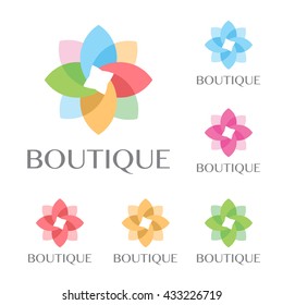 Beautiful flower set decoration vector logo