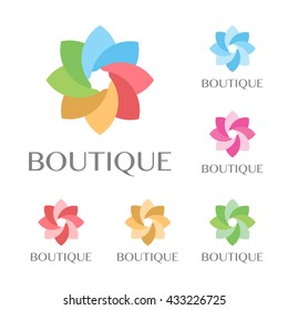 Beautiful flower set decoration vector logo