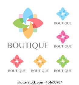 Beautiful flower set decoration vector logo