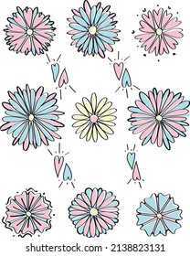 Hermoso conjunto de flores, concepto primaveral