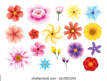 Beautiful Flower Set Vector Illustrations, Petal Design Elements - Shutterstock ID 1613501593