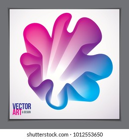 Beautiful flower shape with colorful gradient, vector abstract art element. Perfect for gift card,cover,poster or brochure. Bright color wave dimensional object.