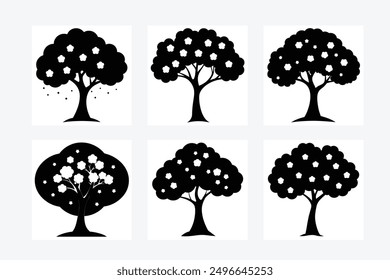 Beautiful flower silhouette and colorful vector art illustration design image set, perfect for modern and stylish decor. Ideal for digital, floral, and nature-inspired projects.
