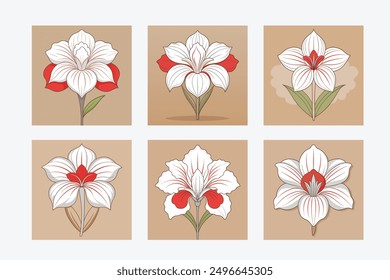 Beautiful flower silhouette and colorful vector art illustration design image set, perfect for modern and stylish decor. Ideal for digital, floral, and nature-inspired projects.