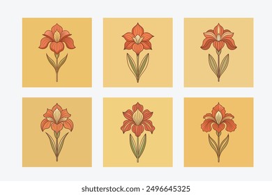 Beautiful flower silhouette and colorful vector art illustration design image set, perfect for modern and stylish decor. Ideal for digital, floral, and nature-inspired projects.