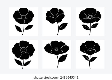 Beautiful flower silhouette and colorful vector art illustration design image set, perfect for modern and stylish decor. Ideal for digital, floral, and nature-inspired projects.