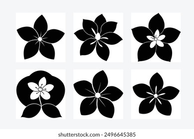 Beautiful flower silhouette and colorful vector art illustration design image set, perfect for modern and stylish decor. Ideal for digital, floral, and nature-inspired projects.