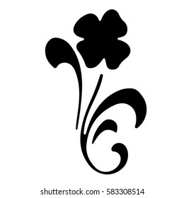 beautiful flower stencil for fine premises Vector black silhouette of lily isolated on a white background
