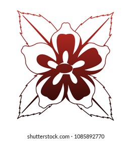 Beautiful flower symbol on red lines
