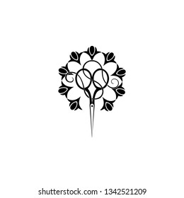 Beautiful flower symbols and scissors for salon and beauty companies