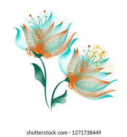 Beautiful flower from thin lines. Vector