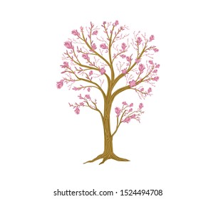beautiful flower tree vector illustration. magnolia tree