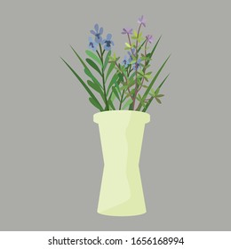 Beautiful flower in the vase, flowers vector art and illustration isolated