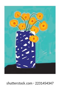 Beautiful flower vase hand drawn vector illustration.