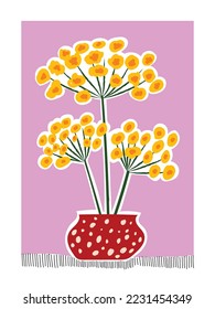 Beautiful flower vase hand drawn vector illustration.