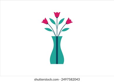 Beautiful flower vase vector art illustration 