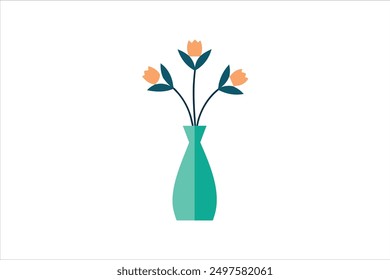 Beautiful flower vase vector art illustration 