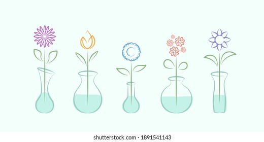 Beautiful flower in vase. Vector illustration.