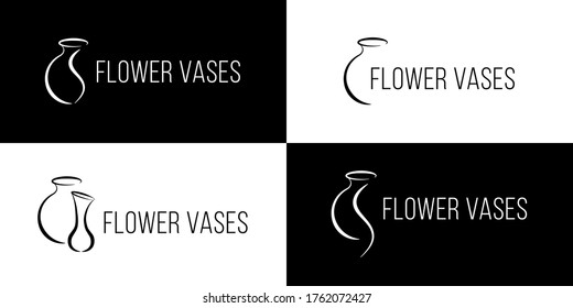 Beautiful flower vases logo. Vector.