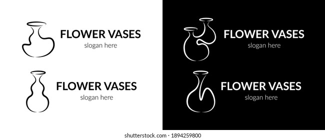 Hermoso logo de los jarrones de flores. Vector.
