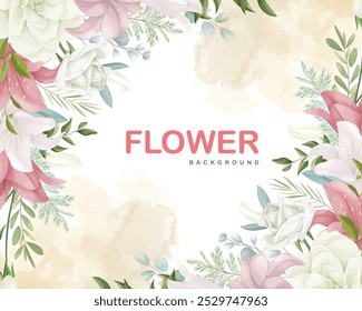 Fundo de vetor de flor bonito, perfeito para adicionar elegância a qualquer projeto de design. Detalhes florais delicados que trazem um toque de beleza da natureza para seus visuais.