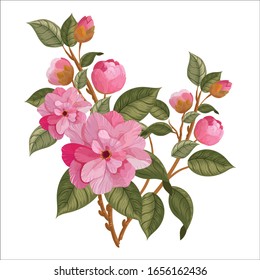 Beautiful flower vector design, flower vector art and illustration, isolated on white background