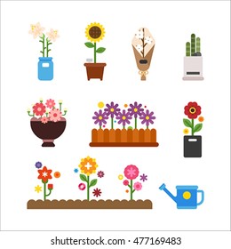 beautiful flower vector flat design illustration cute style