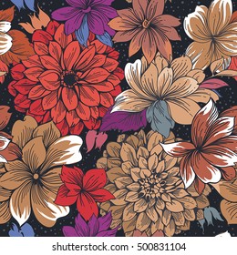 Beautiful flower vector illustration. Abstract Elegance seamless floral pattern. Vintage texture. Romantic design for textile