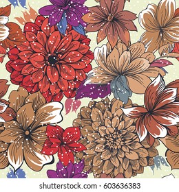 Beautiful flower vector illustration. Abstract Elegance seamless floral pattern. Vintage texture. Romantic design for textile