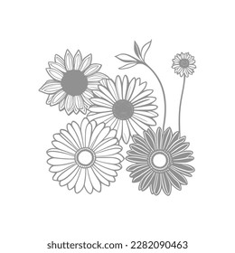 Beautiful flower. Vector illustration. Coloring book page for adult.Sunflower coloring line art.