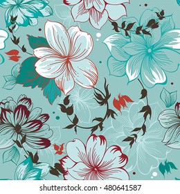 Beautiful flower vector illustration texture. Seamless pattern for textile design in vintage style