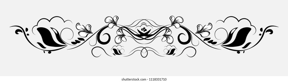 beautiful flower vector pattern, silhouette, black white