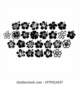 Beautiful flower vector set in black 