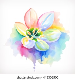 Beautiful flower, watercolor painting, mesh vector