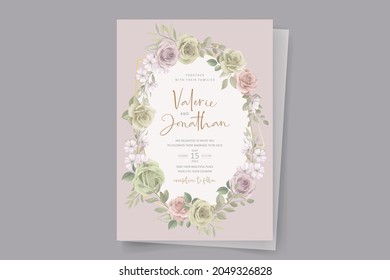 Beautiful flower wedding invitation card template