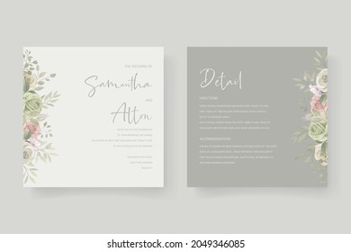Beautiful flower wedding invitation card template