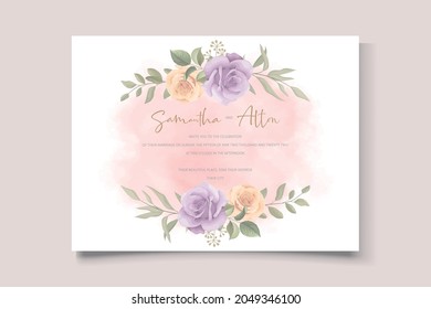Beautiful flower wedding invitation card template