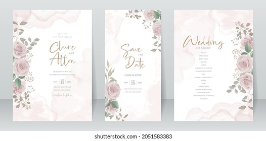 Beautiful flower wedding invitation card template