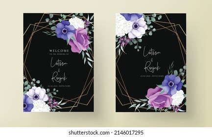 beautiful flower wreath wedding invitation card template