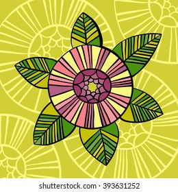 Beautiful Flower with yellow background. Vector Illustration.