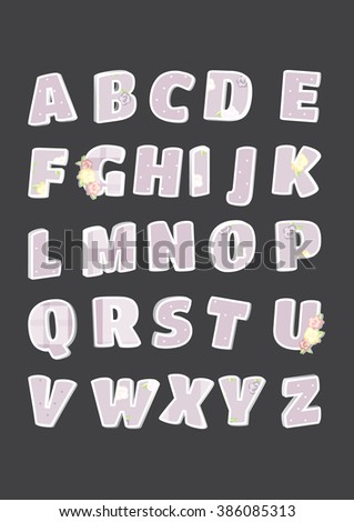 beautiful flower-patterned letters isolated. shabby chic. 3d. violet