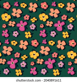 Hermosas flores abstractas patrones coloridos.  Ilustración vectorial.