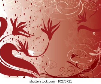 beautiful flowers abstract on red background