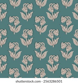 Beautiful Flowers Allover Seamless Repeat Pattern For Block Print Screen Print Indian Traditional