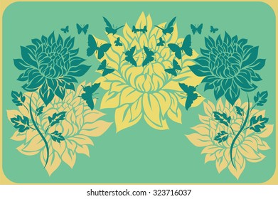 Beautiful flowers asters as greetings card with space for text