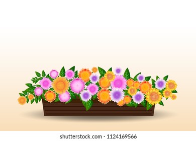 beautiful flowers in a basket, vector design
