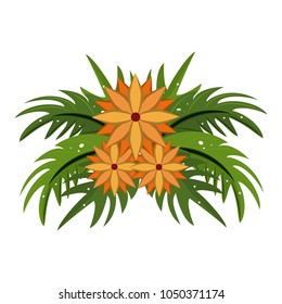 Beautiful flowers between leaves