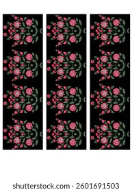beautiful flowers for borders isolated on a black background